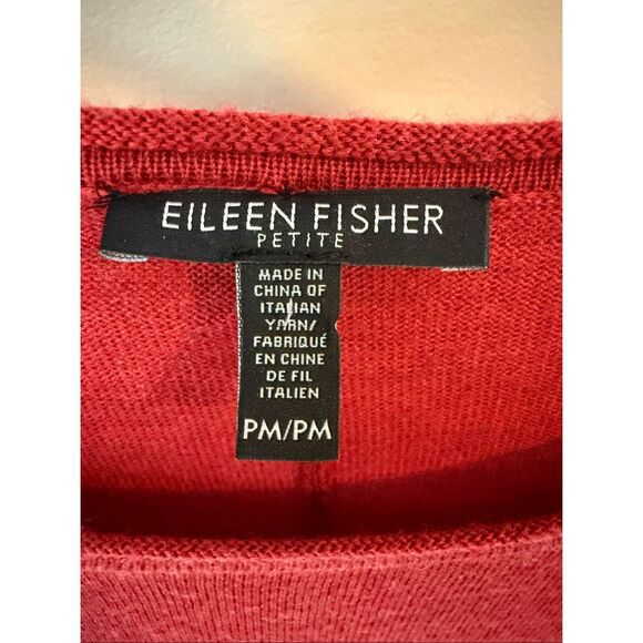 Eileen Fisher 100% Merino Wool Orange Red Long Sleeve Tunic Top Size M Petite - Picture 4 of 9